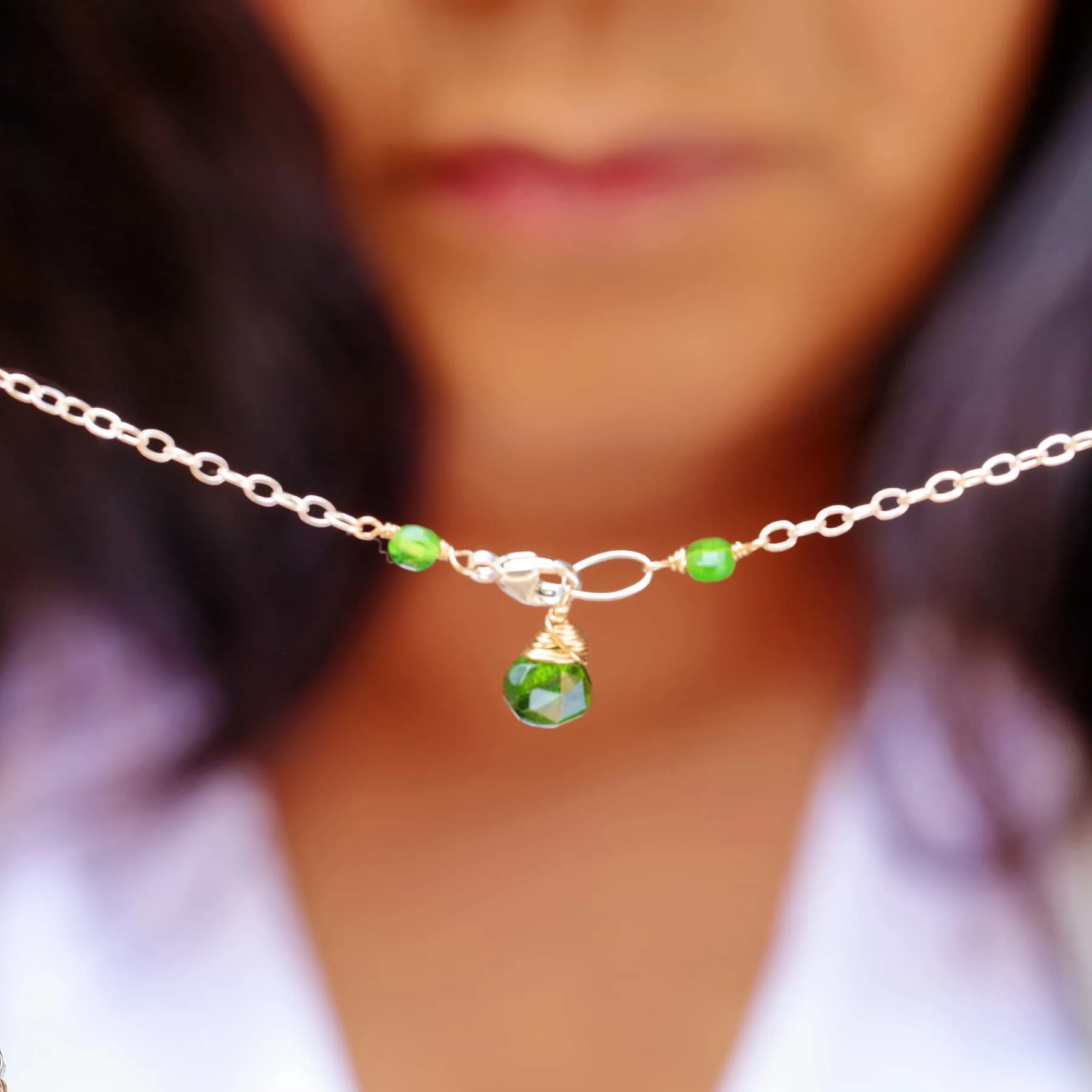 Londonberry - Chrome Diopside Sterling Silver Double Strand Necklace