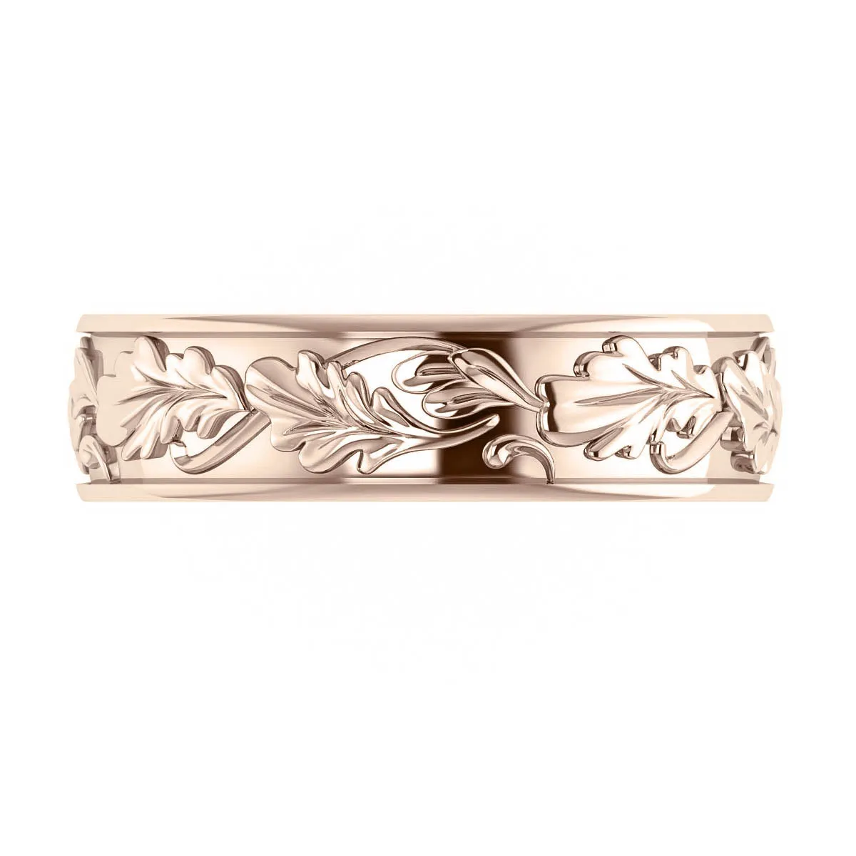 Man wedding band, matching oak leaf ring