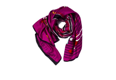 MARTE EGELE Wonderland Collection Purple Silk Twill Scarf