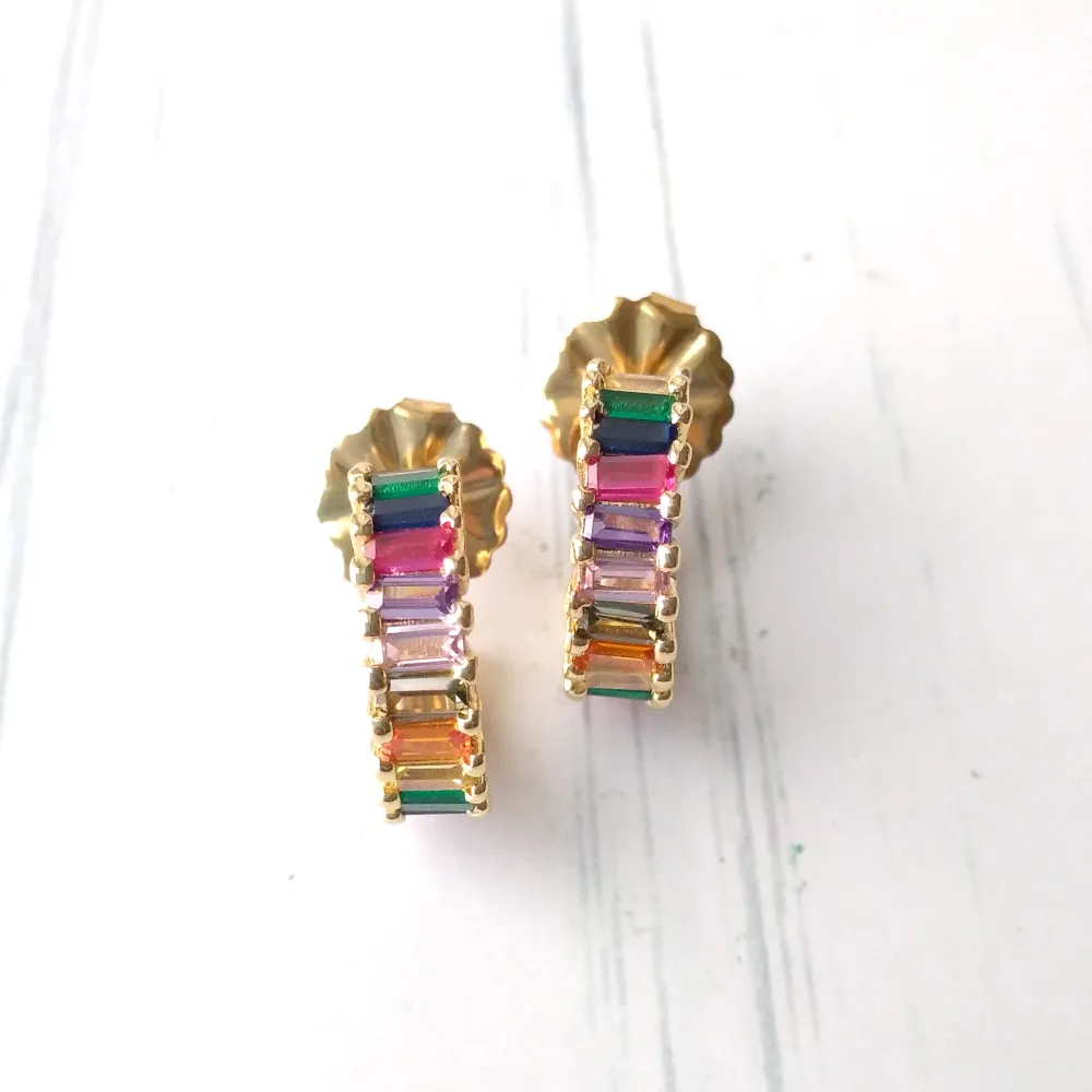 Medium Rainbow Hugger Earrings