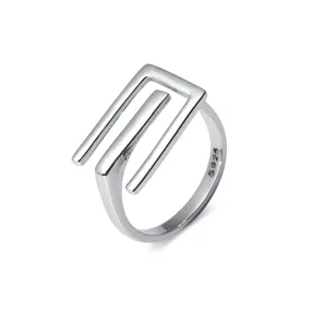 Minimalist Letter E Geometric Plain Ring