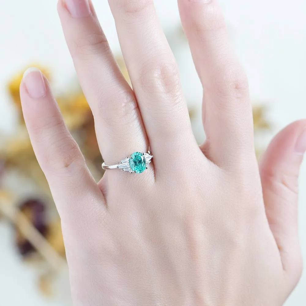 Mint Sapphire Paraiba Tourmaline Engagement/Women's Ring 925 Silver