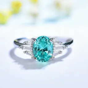 Mint Sapphire Paraiba Tourmaline Engagement/Women's Ring 925 Silver