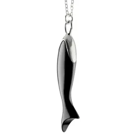 Monica Rich Kosann Perseverance Black Ceramic Fish Charm Necklace