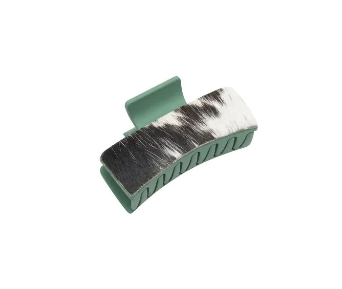 Myra Bags Leather Hair Comb Clips: Secure, Stylish, and Comfortable - Sage Brush Green and Cow