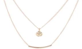 New Golden Plated Meditation Symbol Yoga Double Layer Pendant Necklace