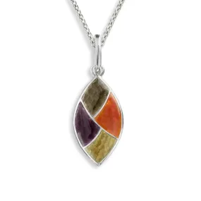 Nicole Barr Orange Enamel Marquise Pendant Necklace