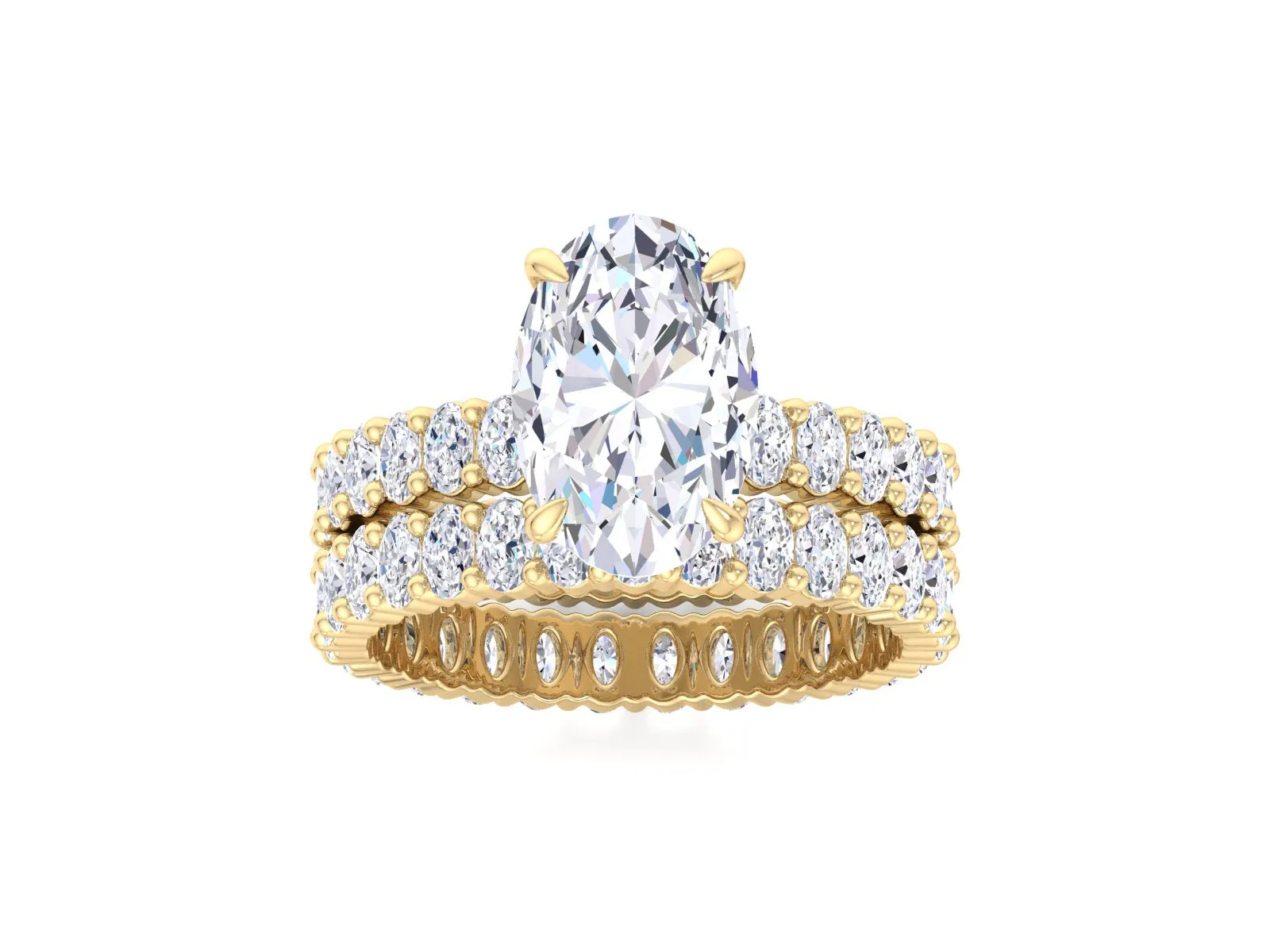 Oval Colorless Moissanite engagement ring set