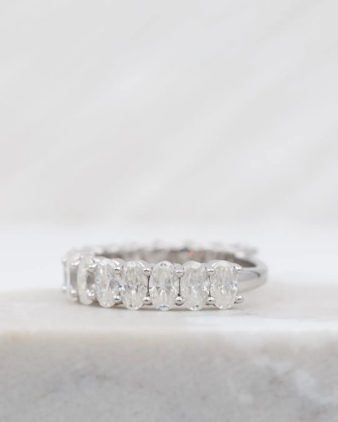 Oval cut Half eternity band