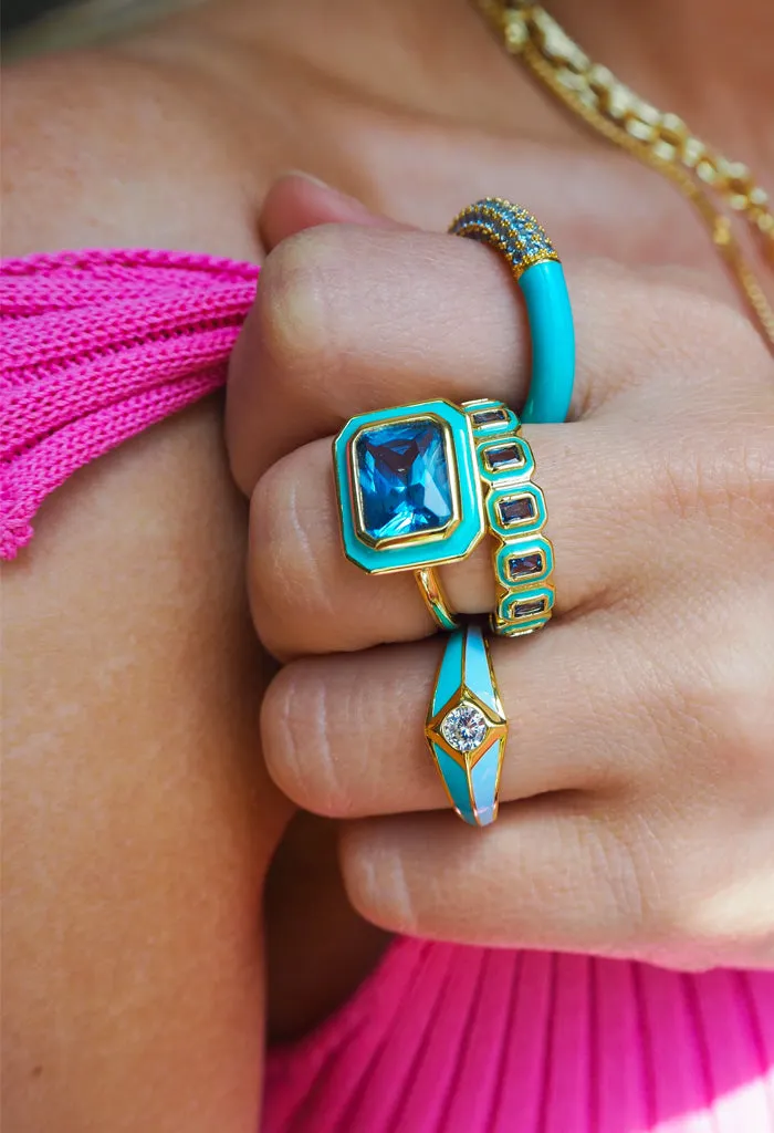 Pave Amalfi Ring-Turquoise