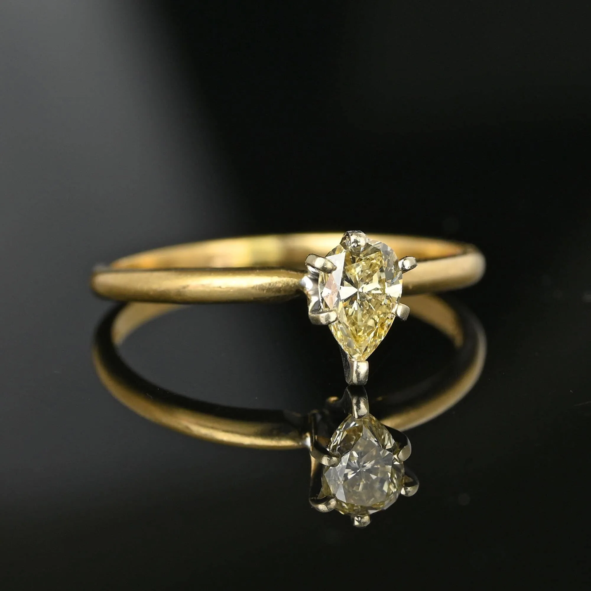 Pear Cut Yellow Diamond Solitaire Engagement Ring