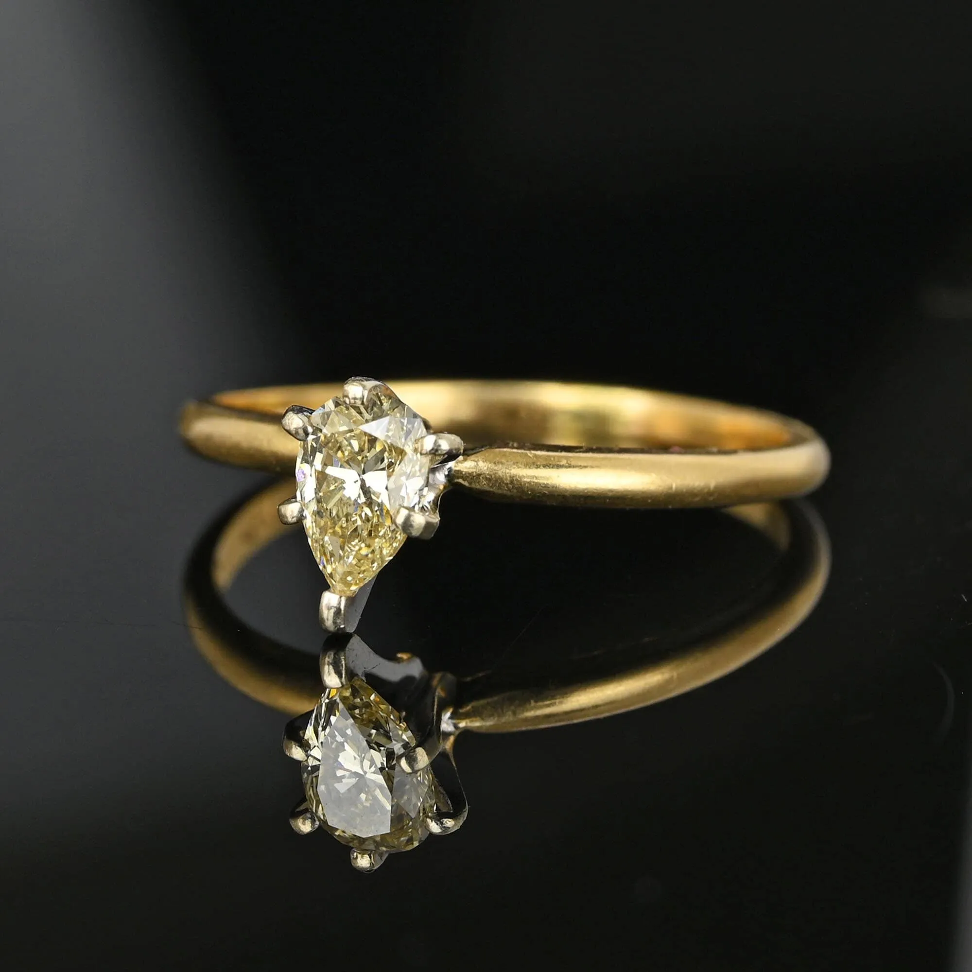 Pear Cut Yellow Diamond Solitaire Engagement Ring