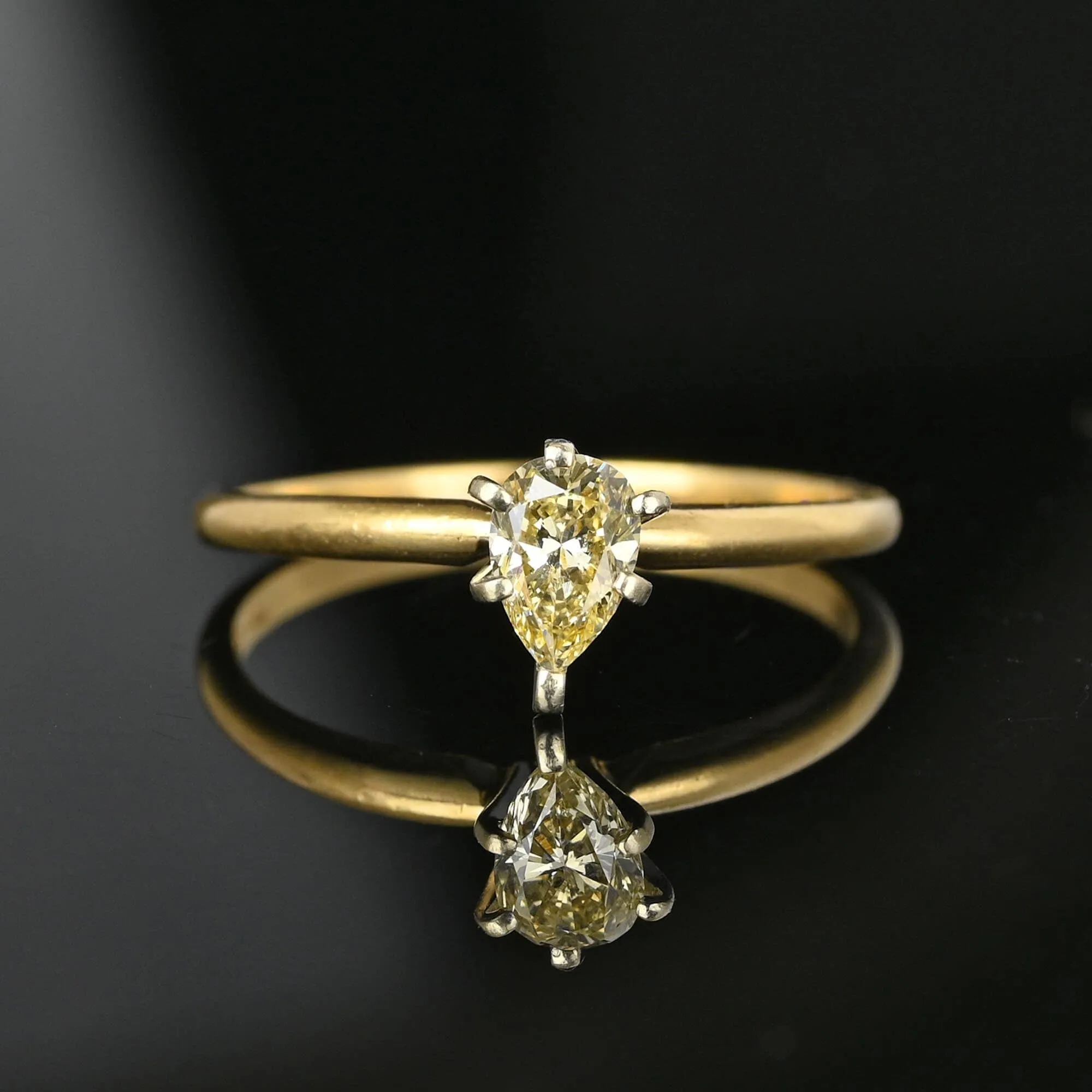 Pear Cut Yellow Diamond Solitaire Engagement Ring