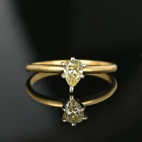 Pear Cut Yellow Diamond Solitaire Engagement Ring