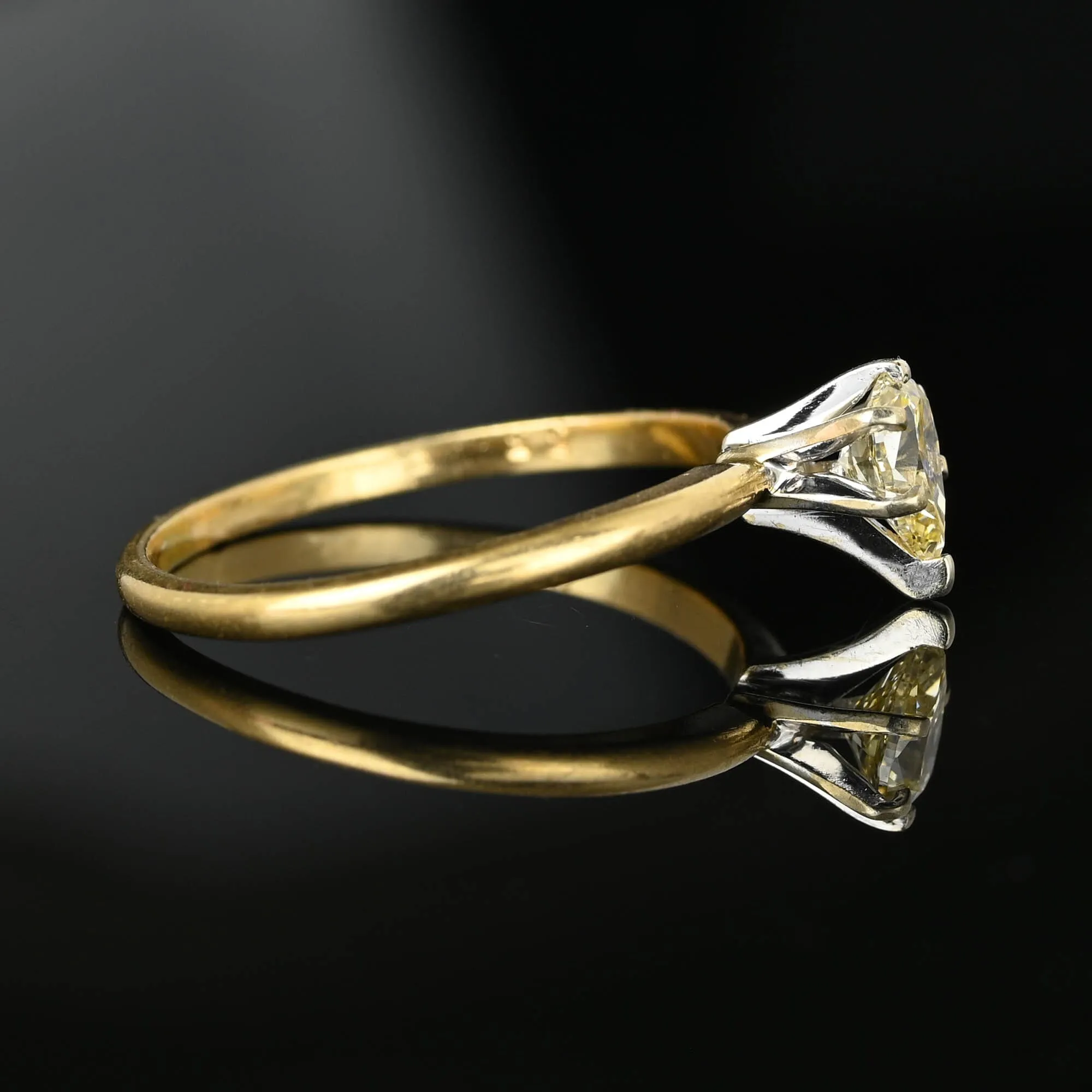 Pear Cut Yellow Diamond Solitaire Engagement Ring