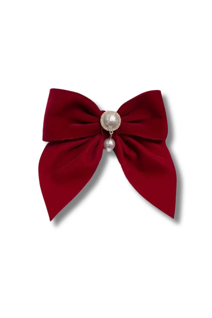 Pearl Velvet Hair Bow