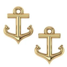 Petite 14K Gold Anchor Stud Earrings