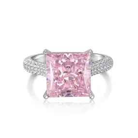 Pink CZ Square Cut Statement Ring