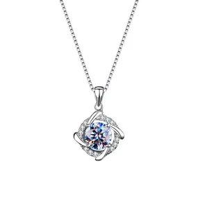 Princess Lab Grown Diamond Necklace  - 925 Sterling Silver