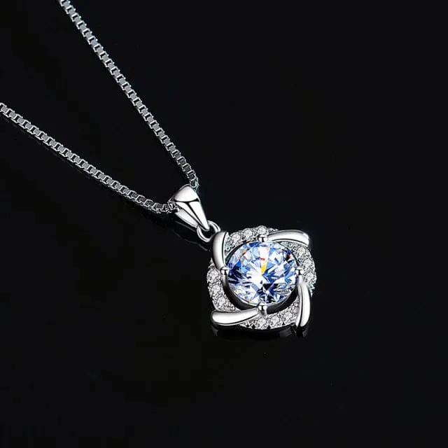 Princess Lab Grown Diamond Necklace  - 925 Sterling Silver