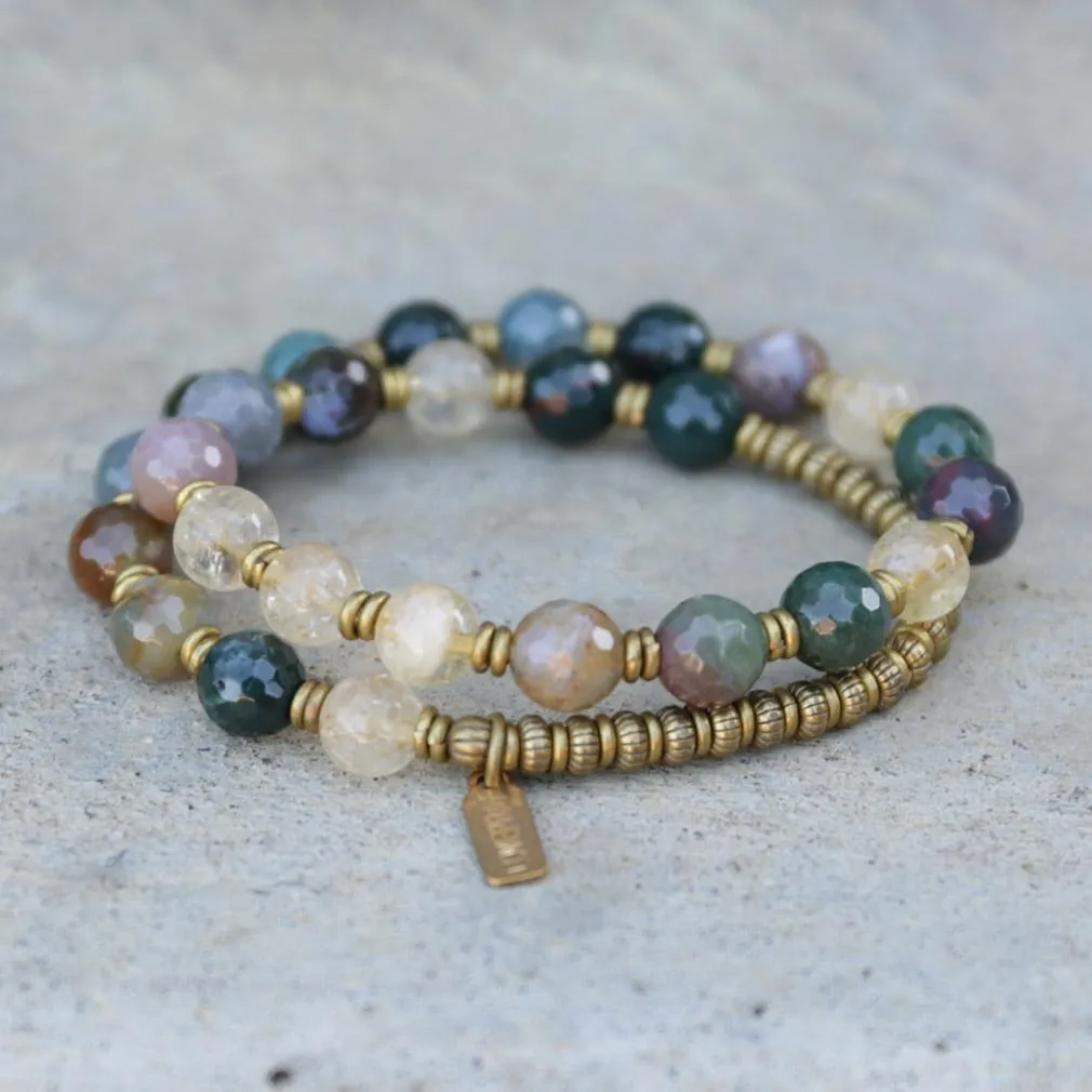 Prosperity and Success, Jasper and Citrine Mala Bracelet