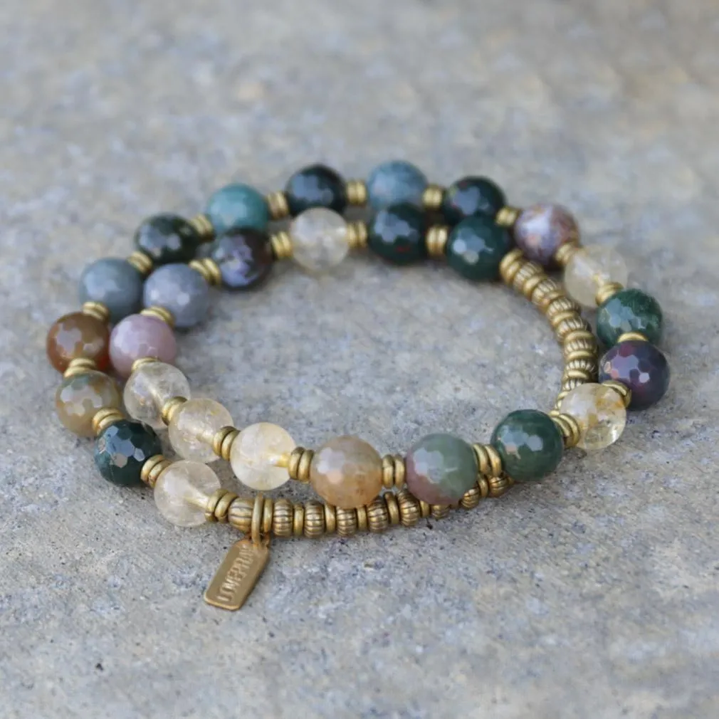 Prosperity and Success, Jasper and Citrine Mala Bracelet