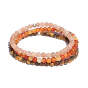 Prosperity Matte Sunstone Carnelian & Tigers eye Bracelet Set