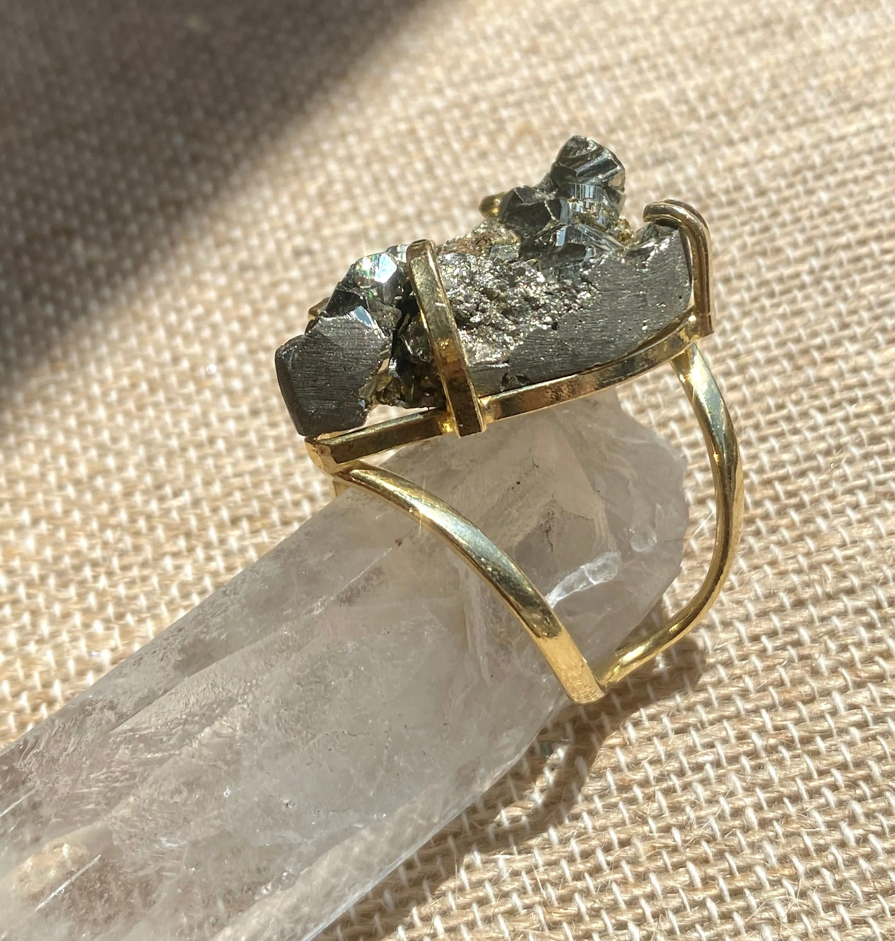 Pyrite Druzy Ring #37