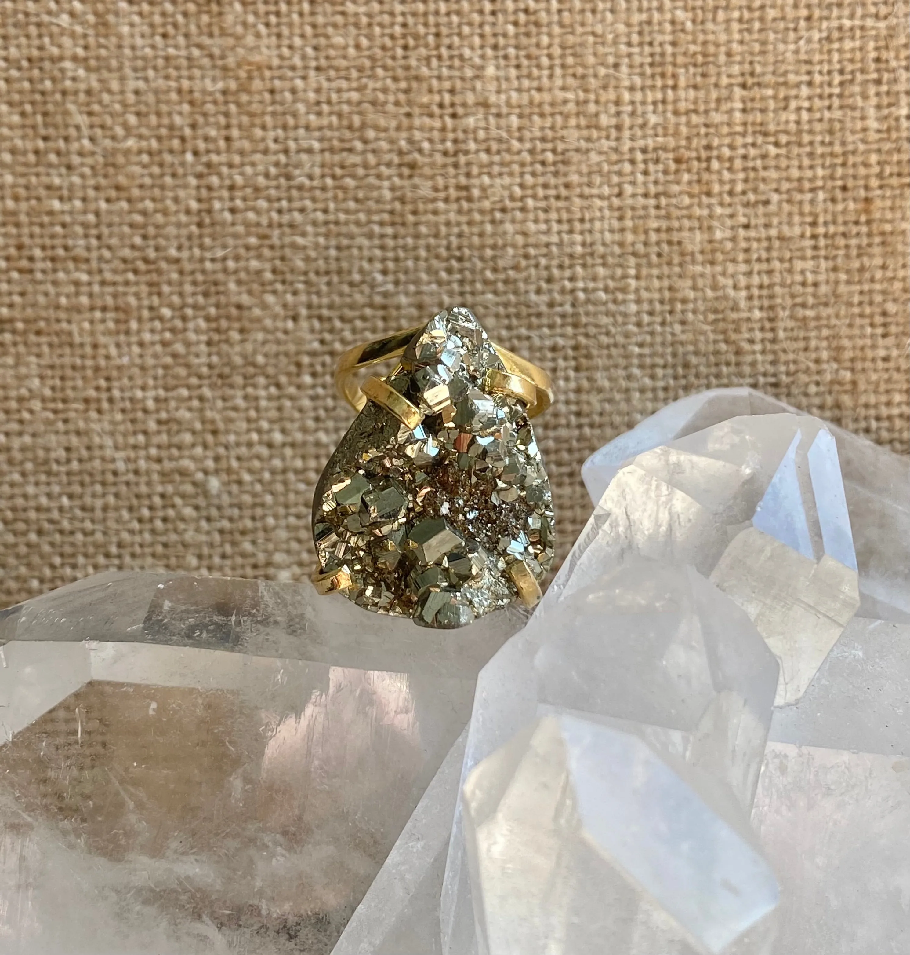 Pyrite Druzy Ring #37