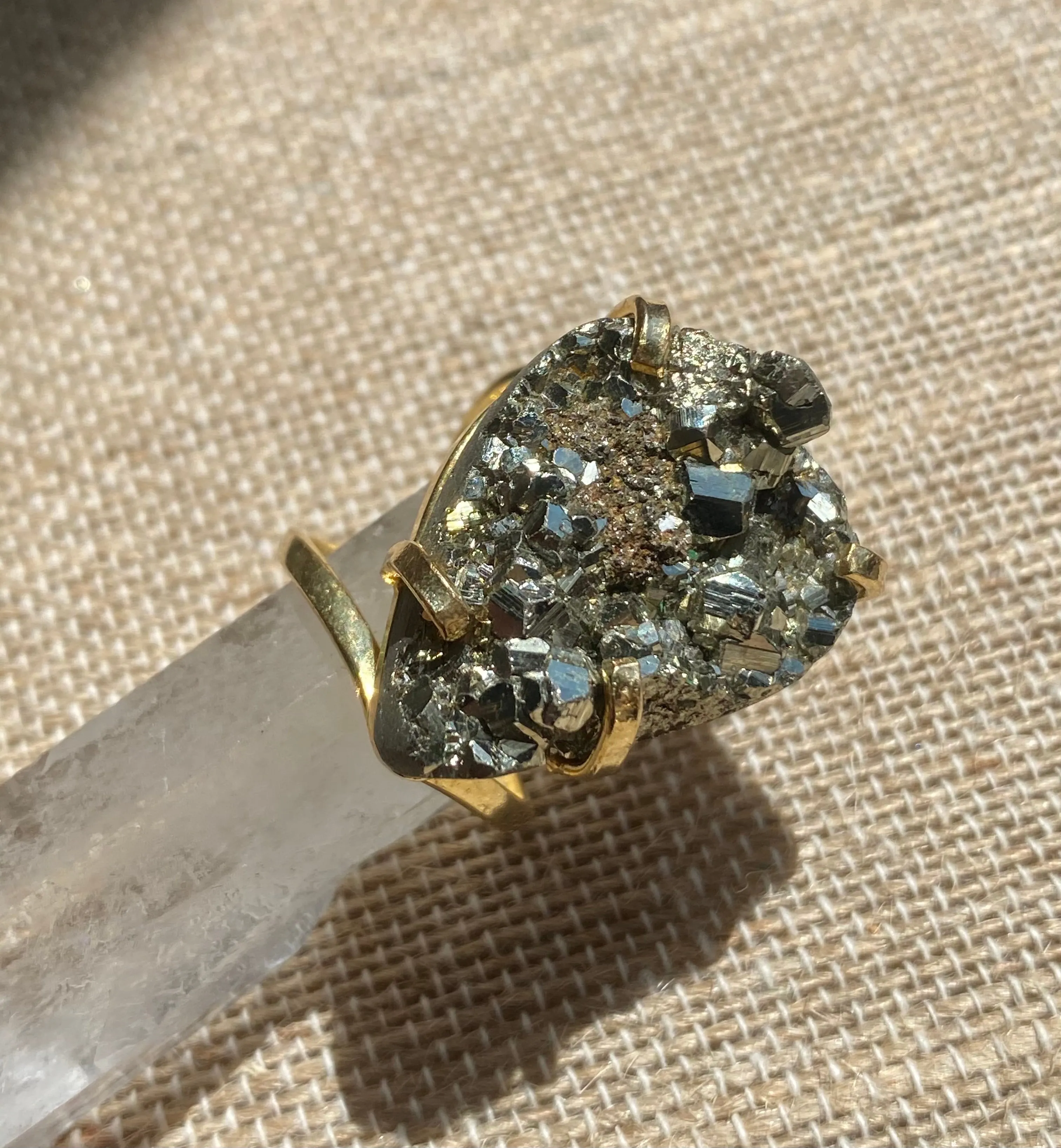 Pyrite Druzy Ring #37