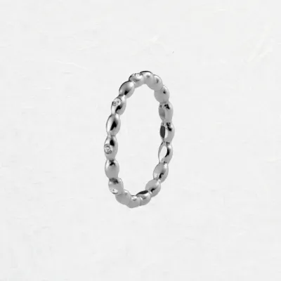 Qudo Silver Bisenti Crystal Ring