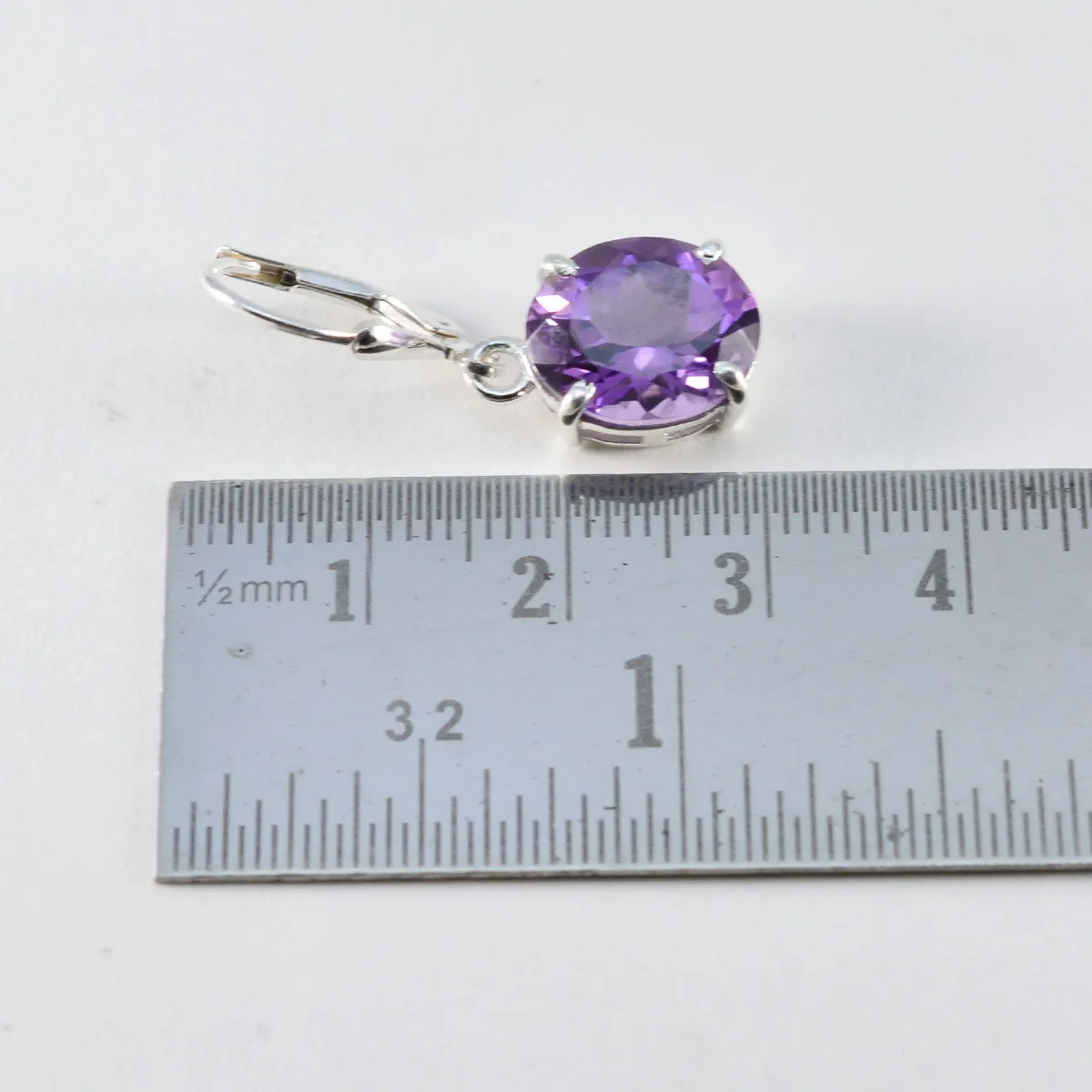 Riyo Beddable 925 Sterling Silver Earring For Girl Amethyst Earring Bezel Setting Purple Earring Dangle Earring