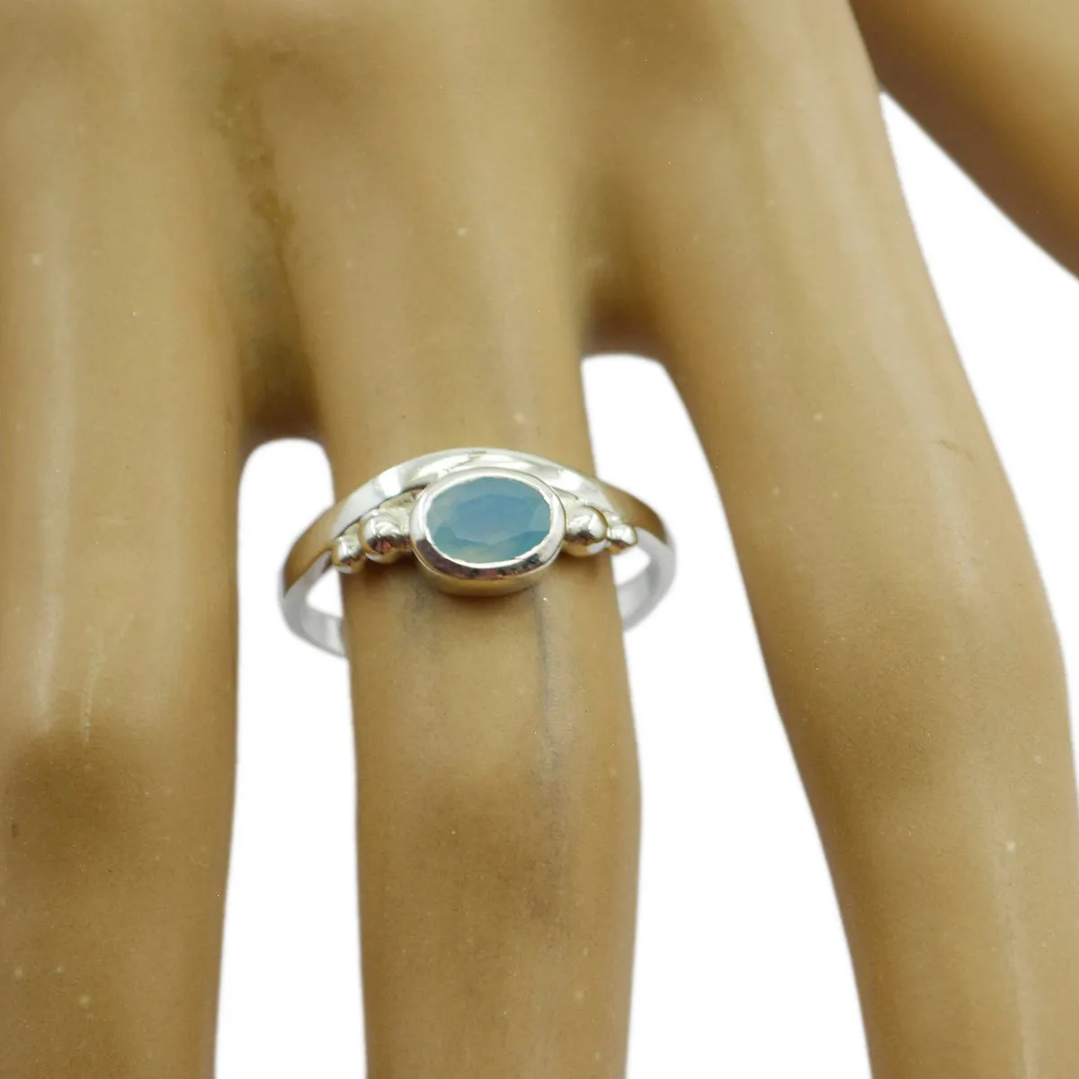 Riyo Delicate Gemstone Chalcedony 925 Silver Ring Octopus Jewelry