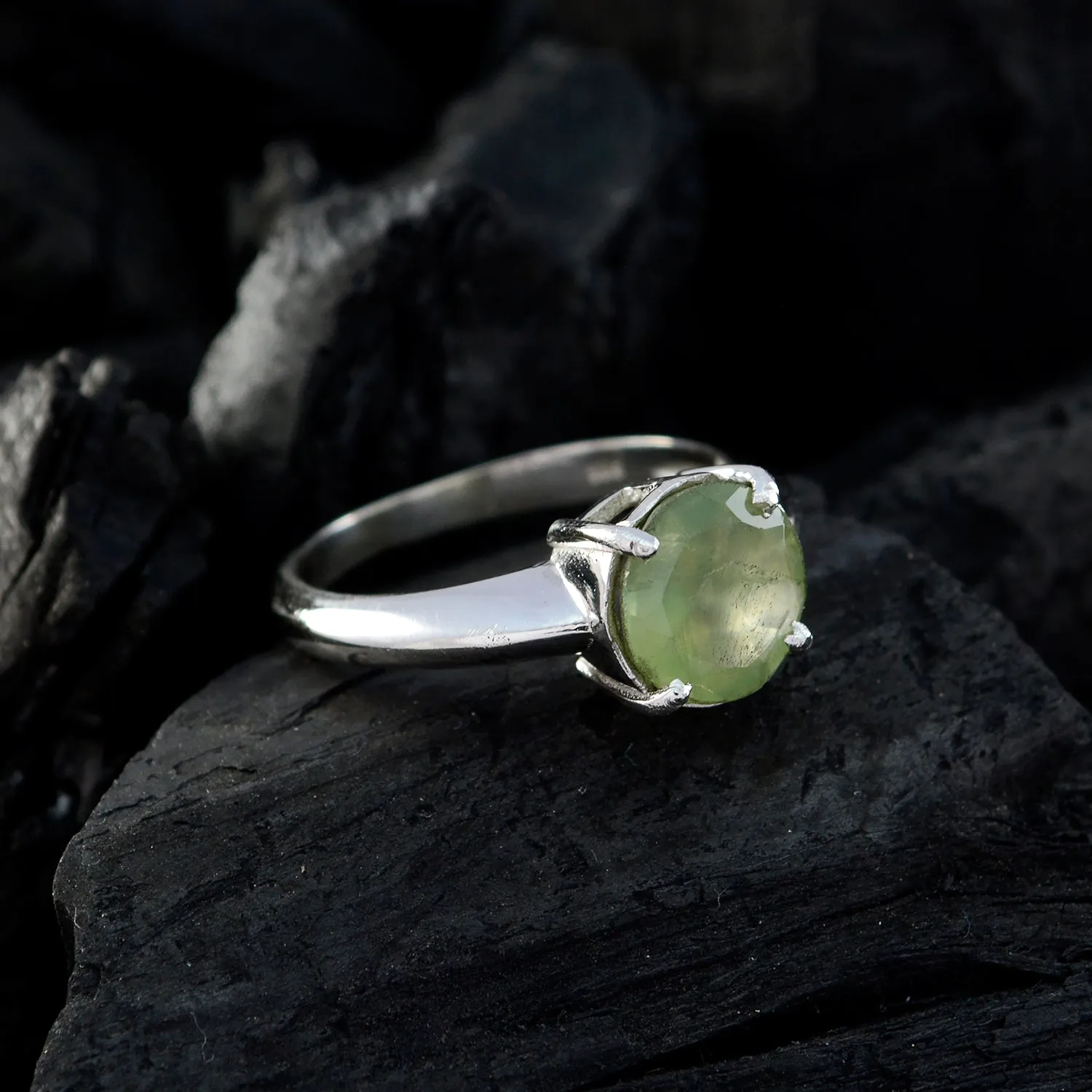 Riyo Desirable Gemstones Prehnite Solid Silver Rings Gift For Mom