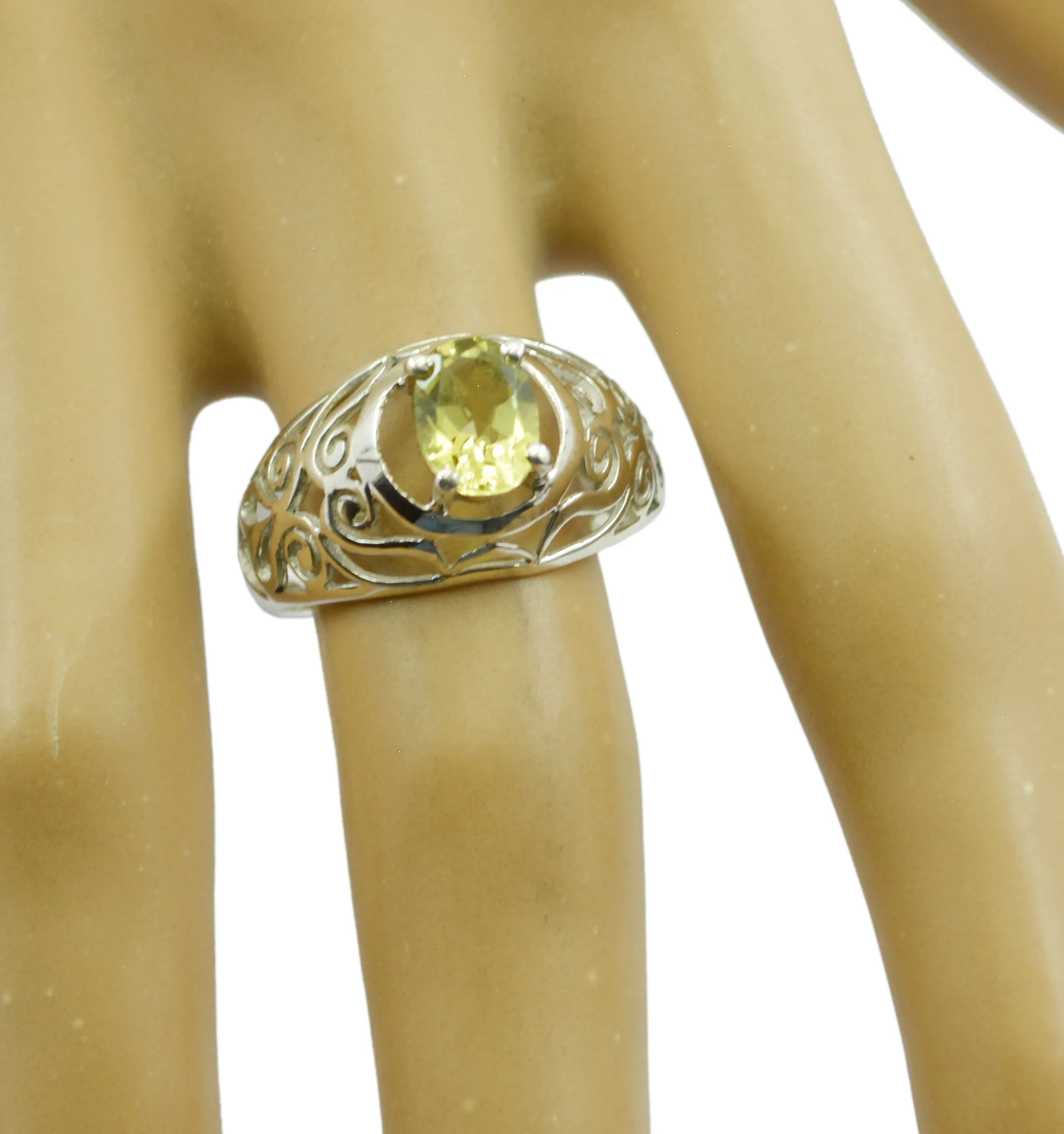 Riyo Dollish Gem Lemon Quartz 925 Silver Rings Thanks Giving Gift