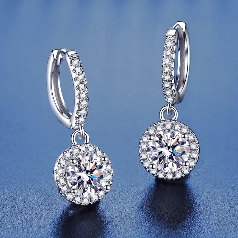 Round Bag Moissanite Earrings for Women