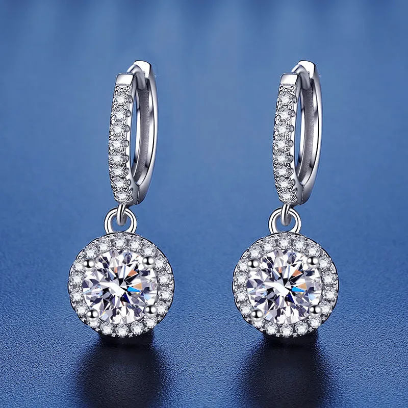 Round Bag Moissanite Earrings for Women