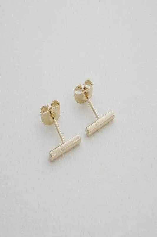 Round Midi Bar Stud Earrings