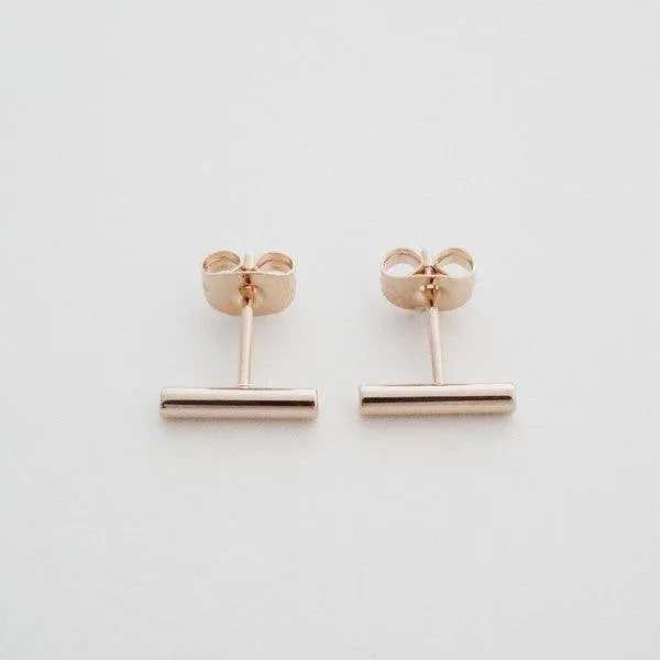 Round Midi Bar Stud Earrings