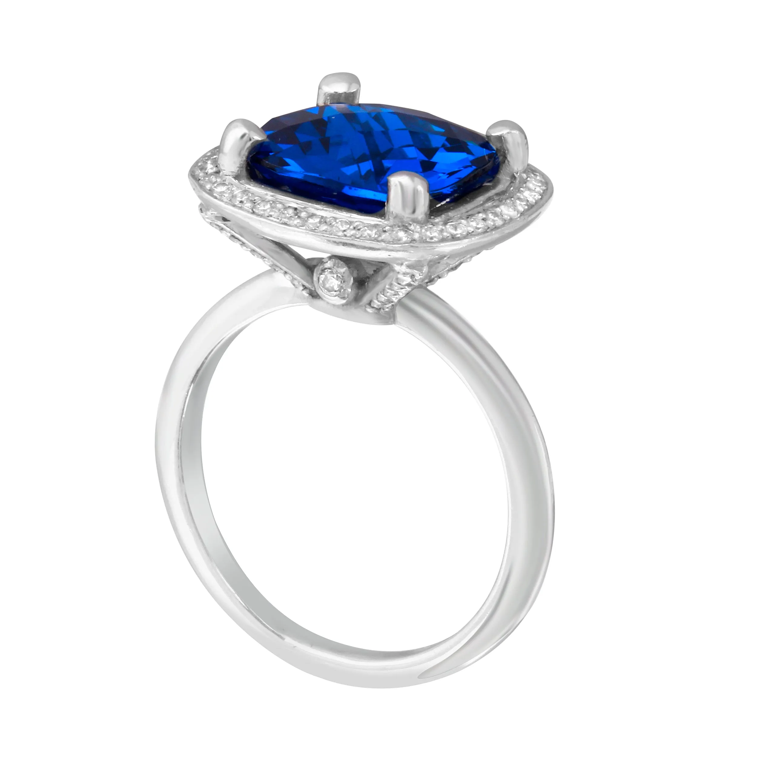 Sapphire and Diamond Halo Engagement Ring Setting