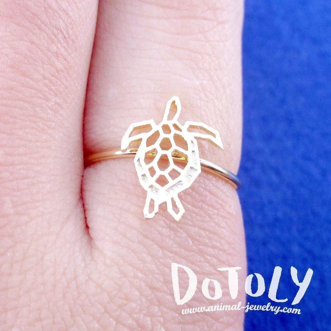 Sea Turtle Tortoise Shaped Adjustable Ring in Gold