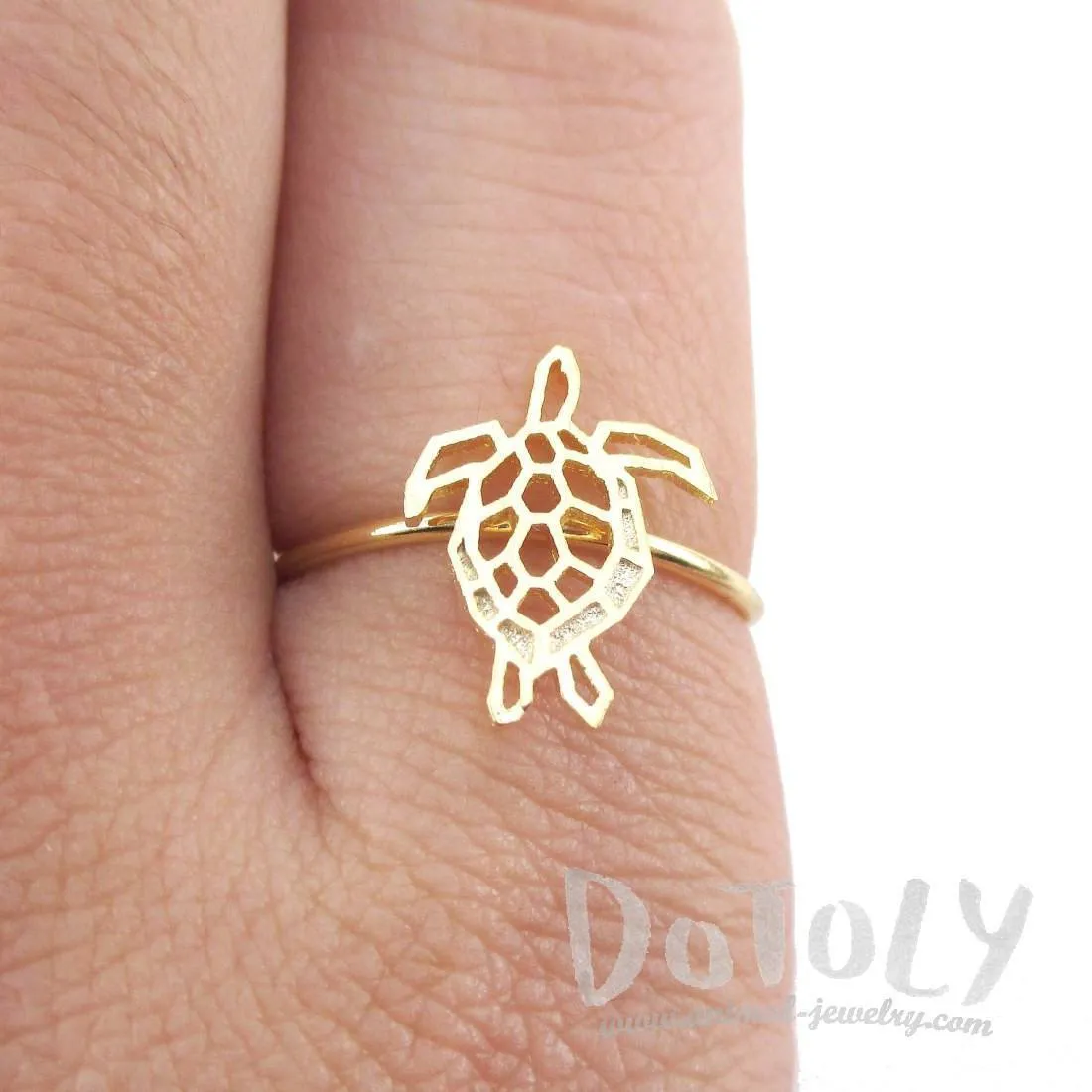 Sea Turtle Tortoise Shaped Adjustable Ring in Gold