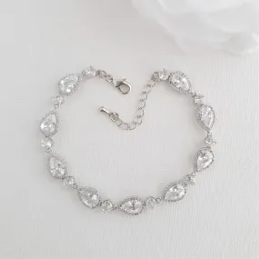 Silver Wedding Bracelet with Teardrops-Emma