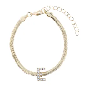 Snake Chain Initial Bracelet| E