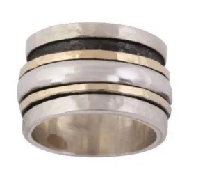 Spinner Ring  Spinning ring Sterling silver 9K yellow gold.