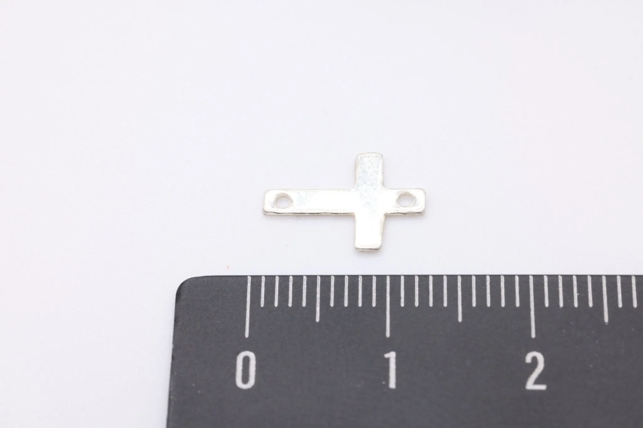 Sterling Silver Cross Connector Charm, 12mm x 8mm, Spacer Link Charm, Sideways Horizontal Cross