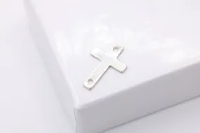 Sterling Silver Cross Connector Charm, 12mm x 8mm, Spacer Link Charm, Sideways Horizontal Cross