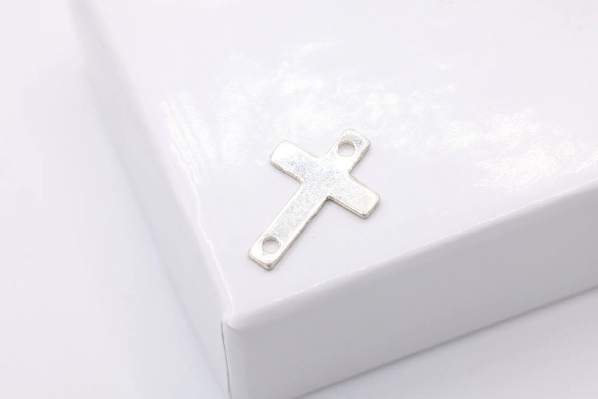 Sterling Silver Cross Connector Charm, 12mm x 8mm, Spacer Link Charm, Sideways Horizontal Cross