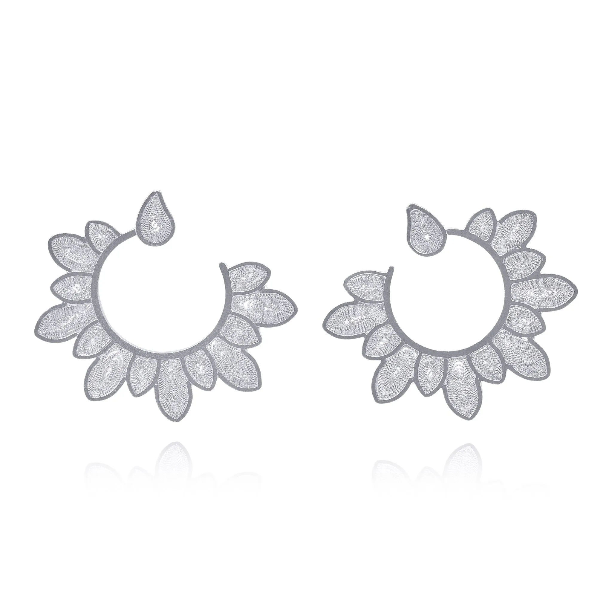 SUNFLOWER SILVER MEDIUM EARRINGS FILIGREE