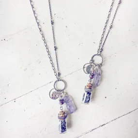 sweet dreams and starry nights // lavender bottle & quartz necklace